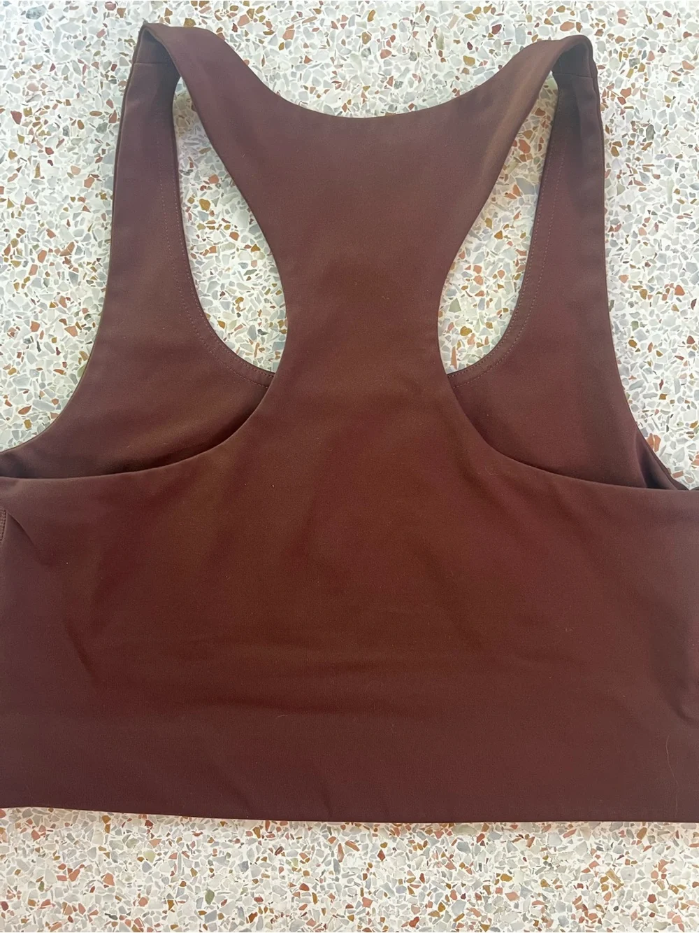 girlfriend collective chocolate brown racerback sports bra